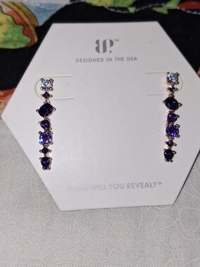 bp Gold-Tone Purple Graduated Linear Drop Earrings